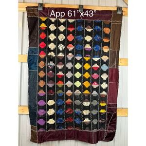 STUNNING Handmade Quilt W Beautiful Visual Pattern & Fabrics- Looks Very OLD